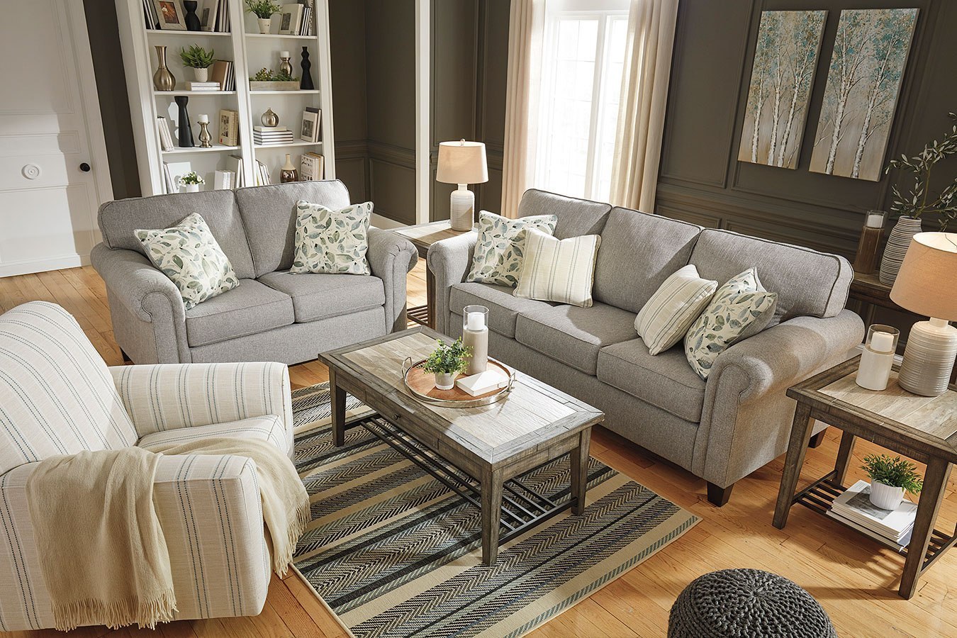 Alandari Gray Living Room Set Signature Design Furniture Cart