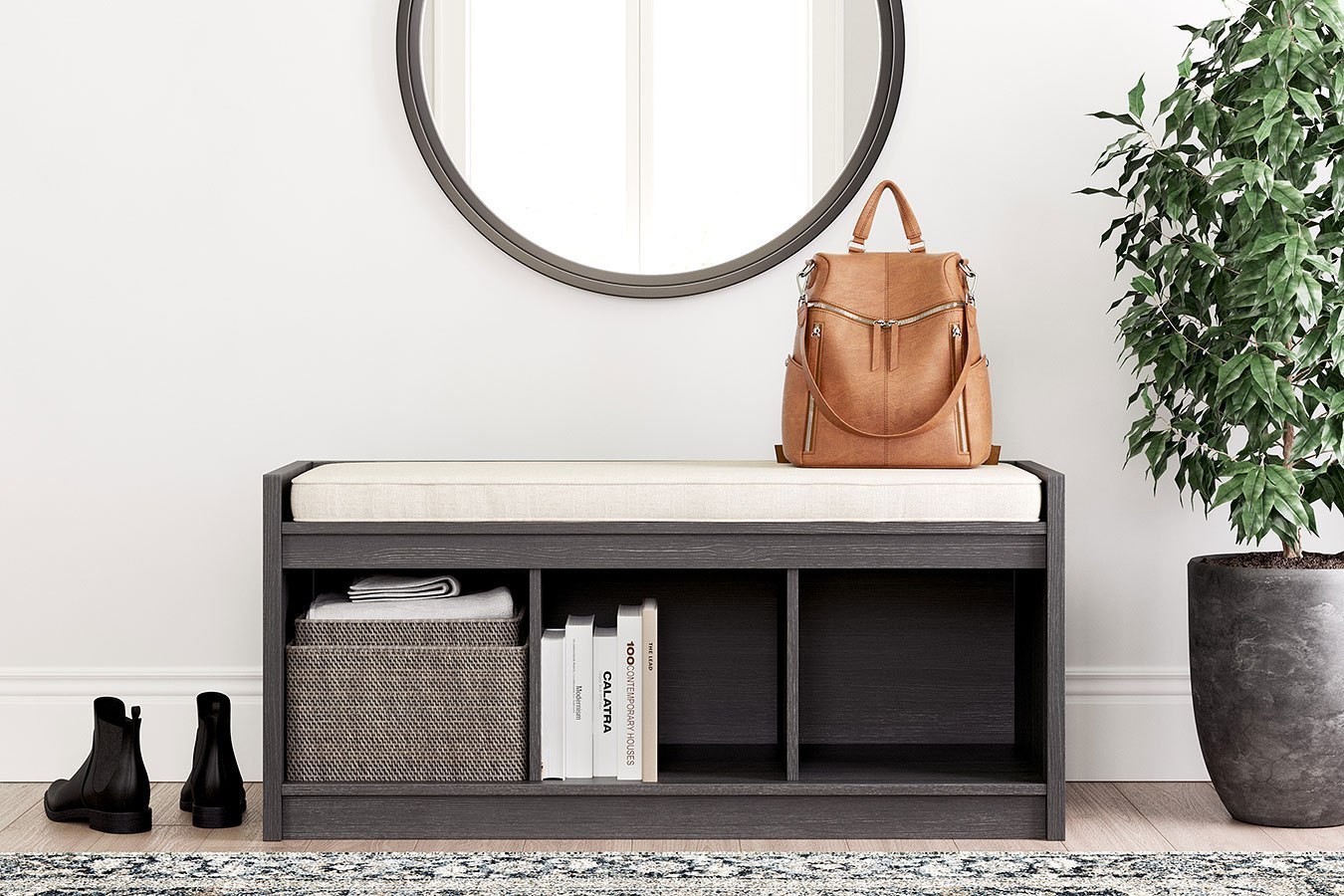 Yarlow Storage Bench W/ 3 Open Compartments Signature Design