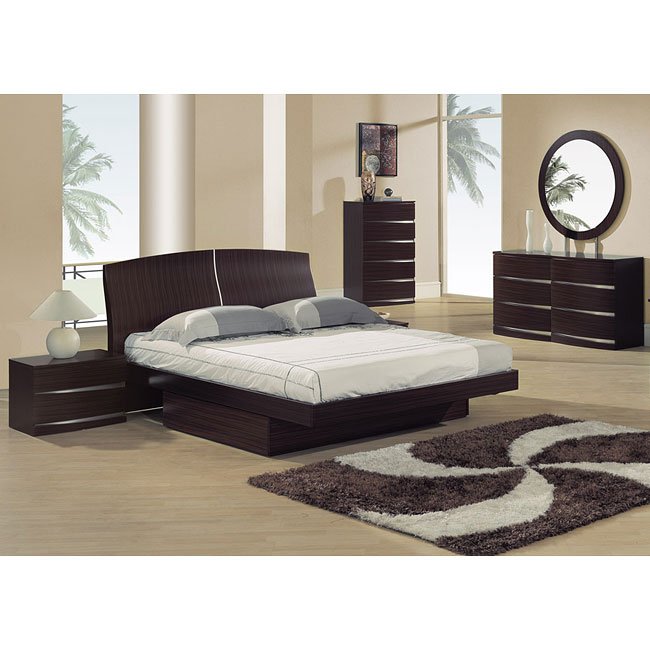 aria glossy maple platform bedroom set global furniture | furniture cart