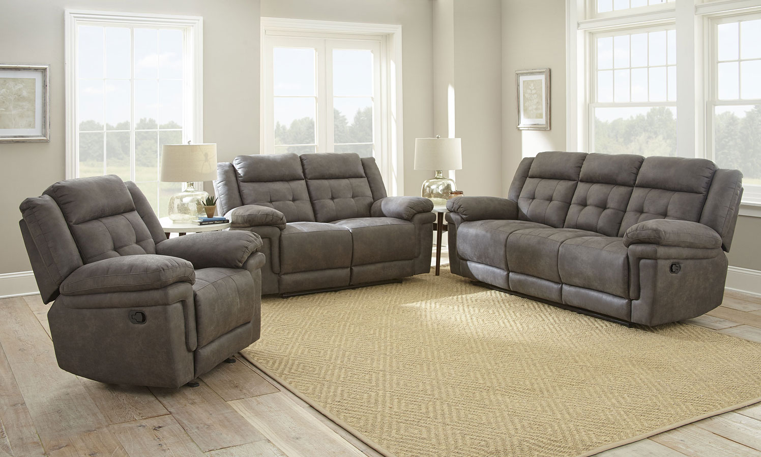 gray reclining living room set