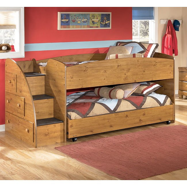 stages twin/ twin loft bed w/ left steps signature design