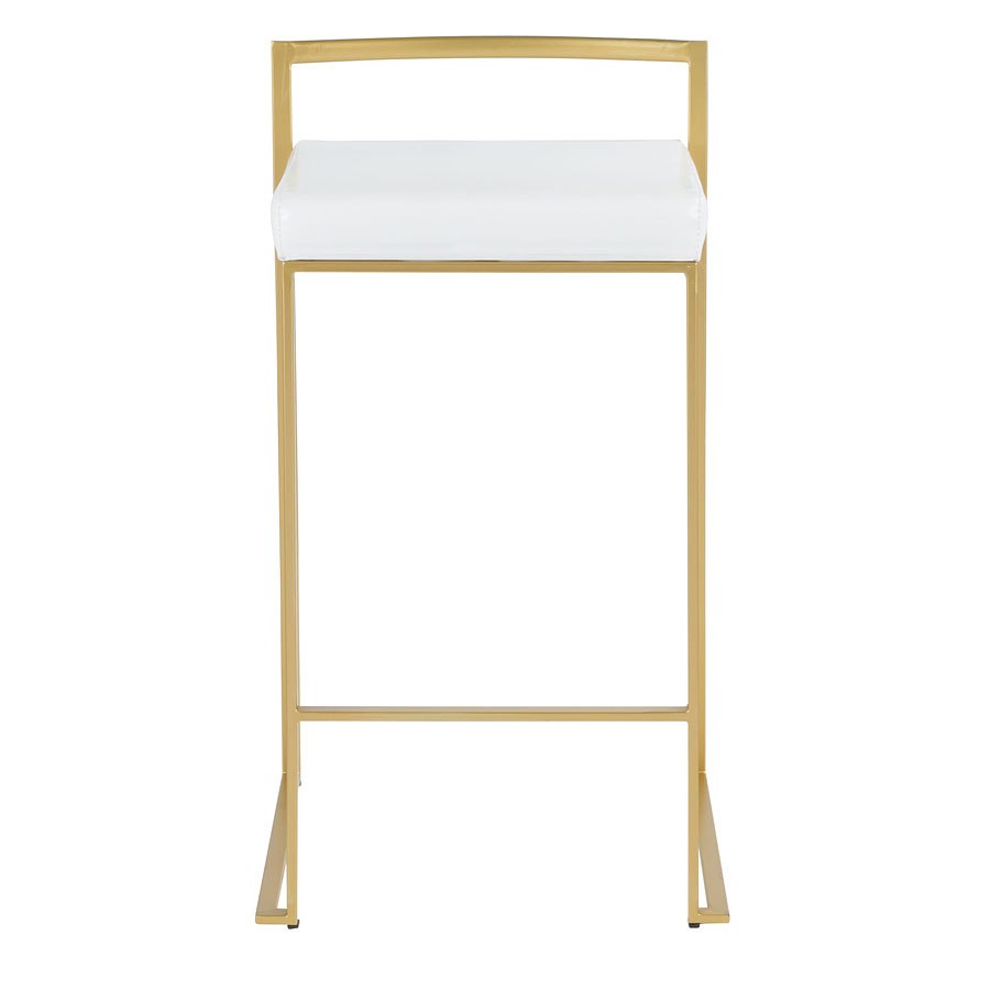 Fuji Counter Height Stool (Gold / White) (Set Of 2) LumiSource