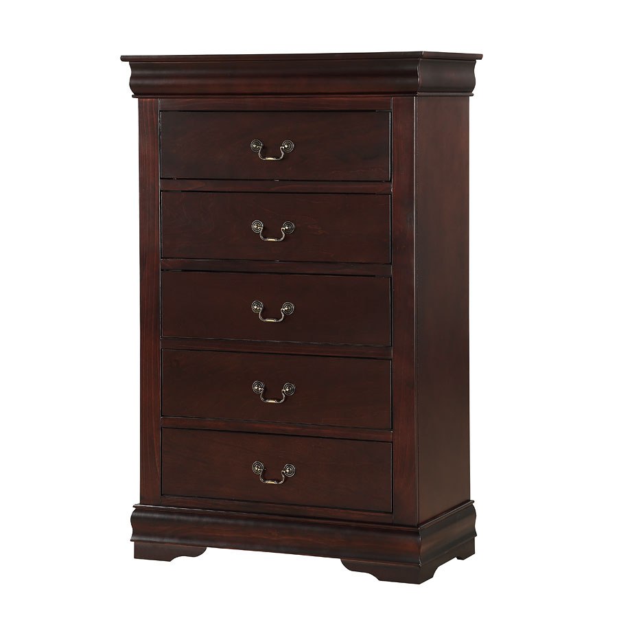 Dark Cherry Sleigh Design 1pc Full Size Bed Bedroom Furniture Louis Phillipe Bed Bracket Feet Wooden