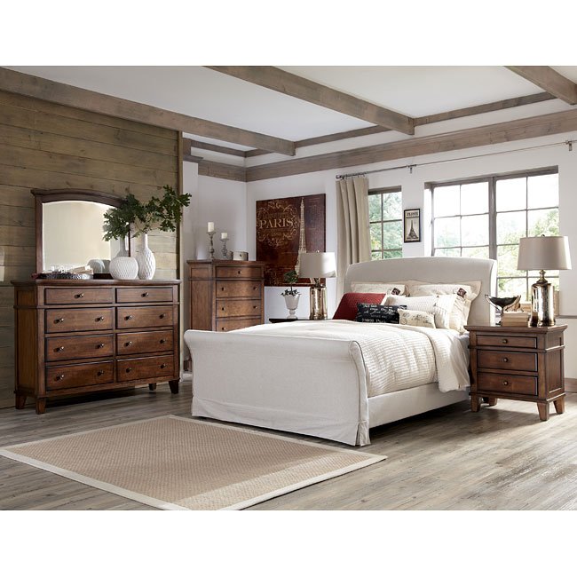 burkesville bedroom set w/ upholstered bed signature design