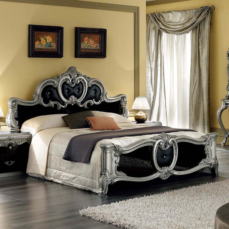 barocco bedroom set (black and silver) esf furniture | furniture cart