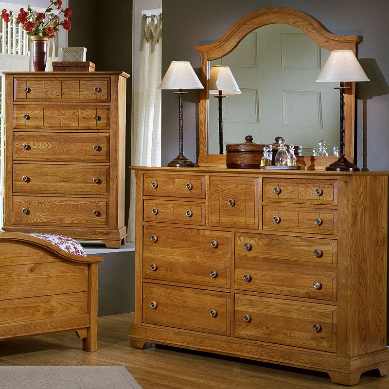 Cottage Triple Dresser (Oak) Vaughan Bassett Furniture Cart