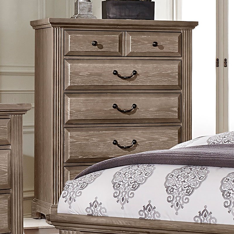 Woodlands Sleigh Bedroom Set (Driftwood) Vaughan Bassett Furniture Cart