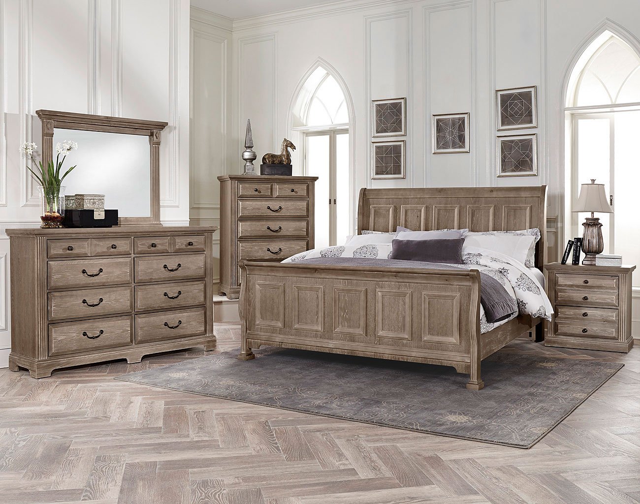 Woodlands Sleigh Bedroom Set (Driftwood) Vaughan Bassett ...