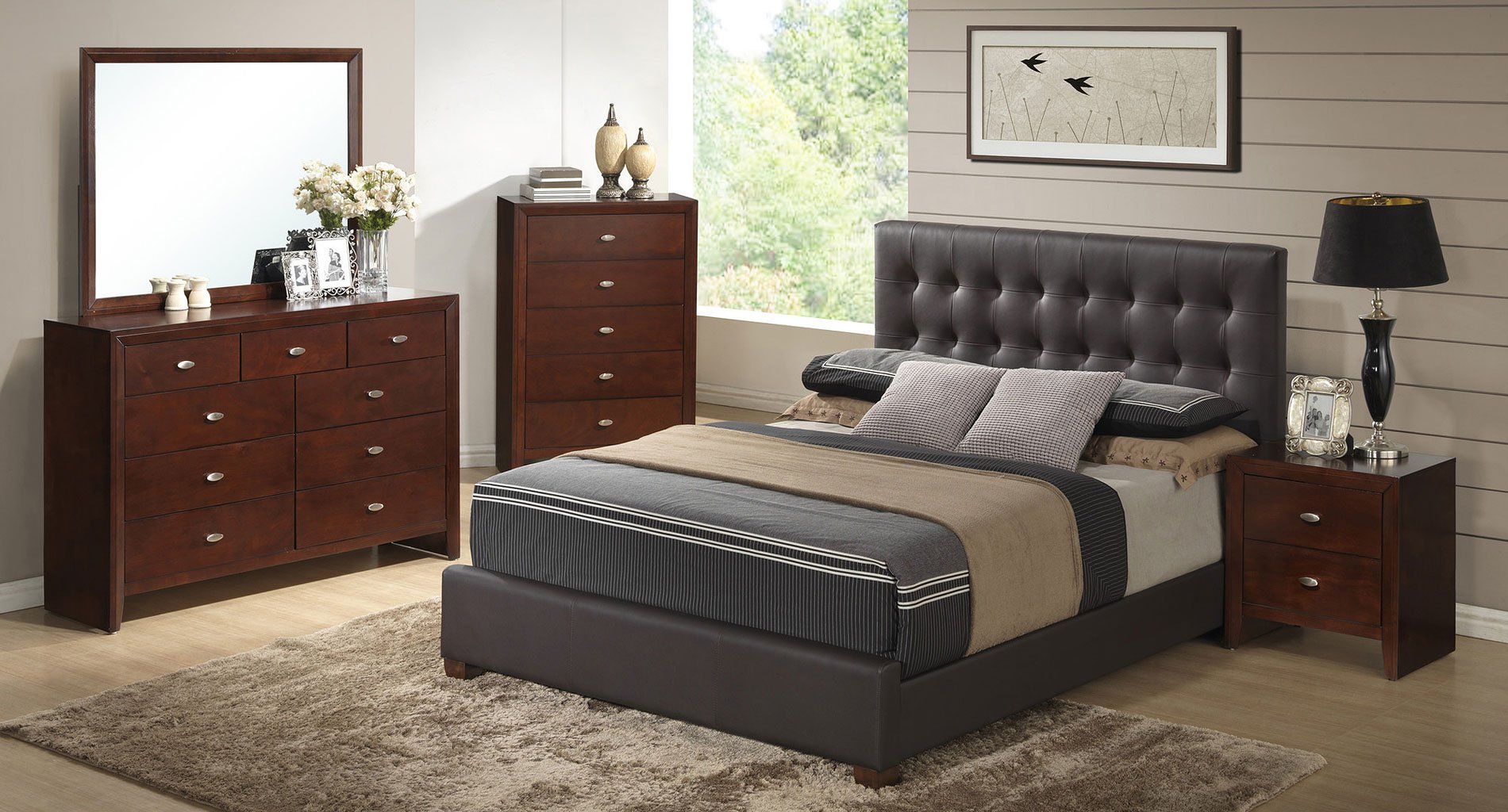 Carolina Bedroom Set W/ 8101 Upholstered Bed Global Furniture