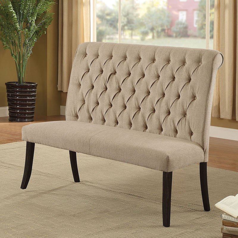 Marshall Loveseat Bench (Beige) Furniture Of America Furniture Cart