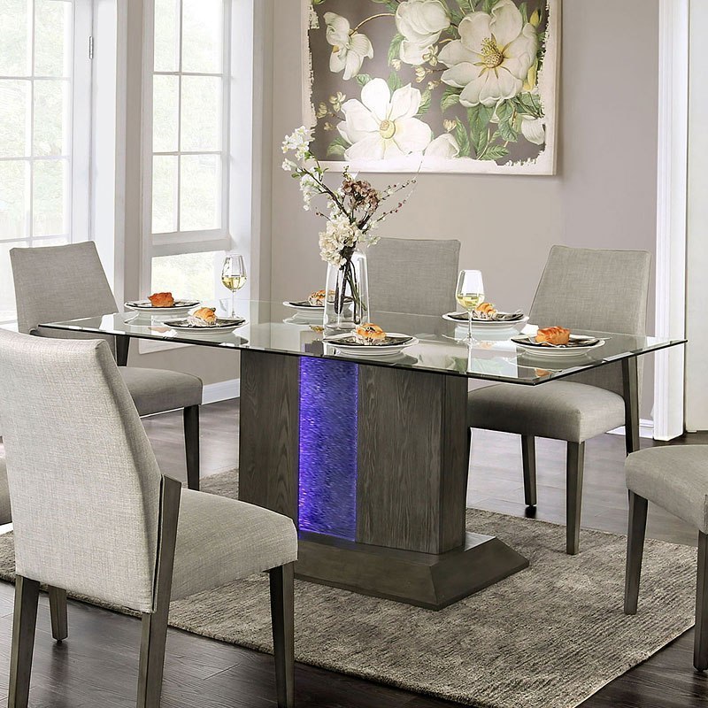Turton Dining Table W/ Embedded LED Lights Furniture Of America