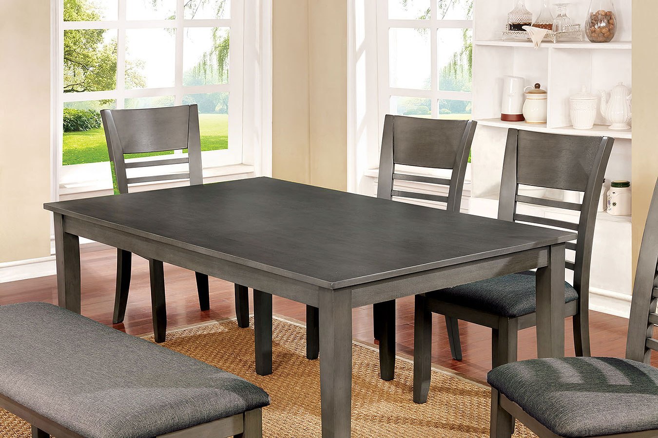 Hillsview Gray Dining Room Set W/ Bench Furniture Of America ...