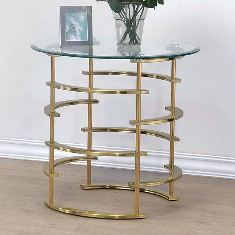 Clonmel End Table Gold Furniture Of America Cart Clonmel End Table Gold