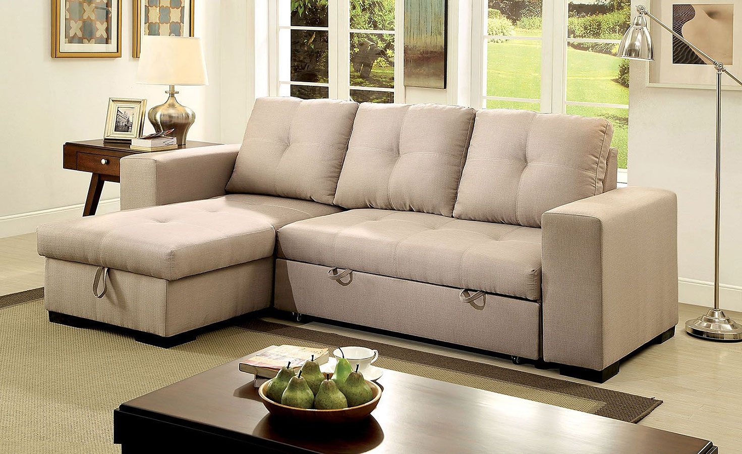Denton Sectional W Pull Out Sleeper Ivory Denton Sectional W Pull Out Sleeper Ivory