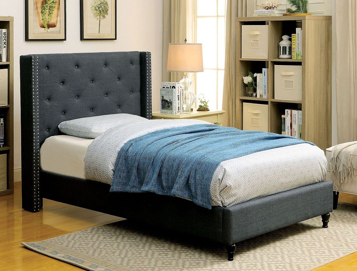 Anabelle Blue Upholstered Youth Bed Furniture Of America Furniture Cart