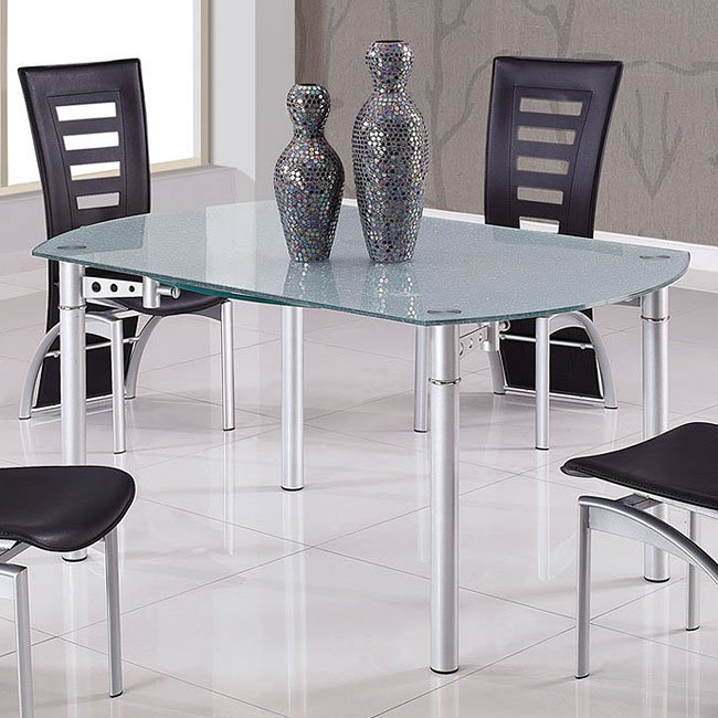 D135 Frosted / Clear Glass Dining Table Global Furniture | Furniture Cart