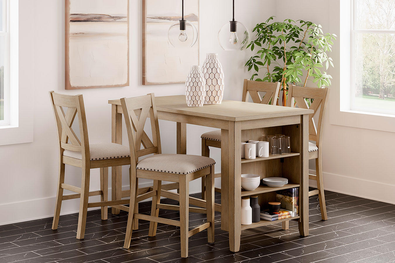 Sanbriar Counter Height Dining Set Signature Design Furniture Cart