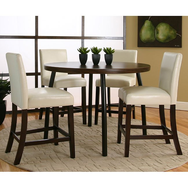 Kemper Round Counter Height With Ivory Chairs Cramco