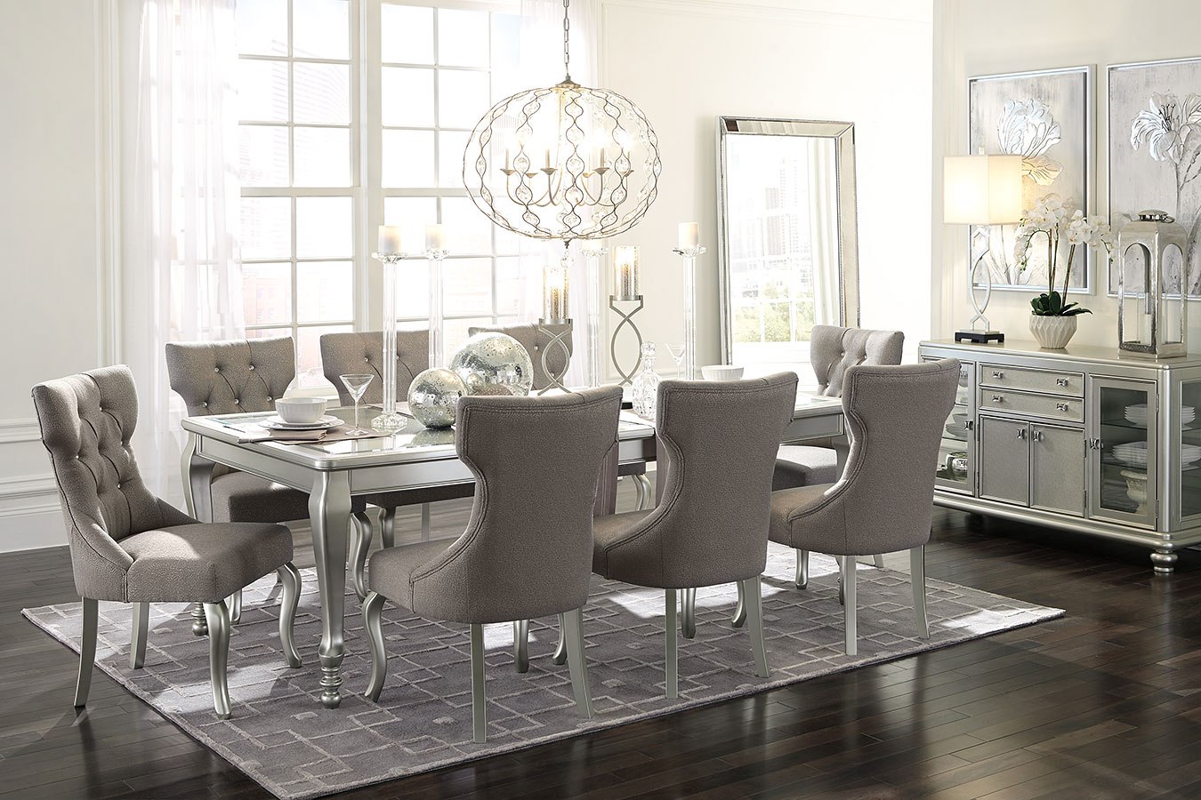 Gray And Silver Dining Room Set