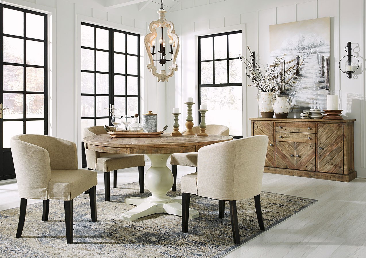 Grindleburg Round Dining Room Set W/ Low Back Chairs Signature Design