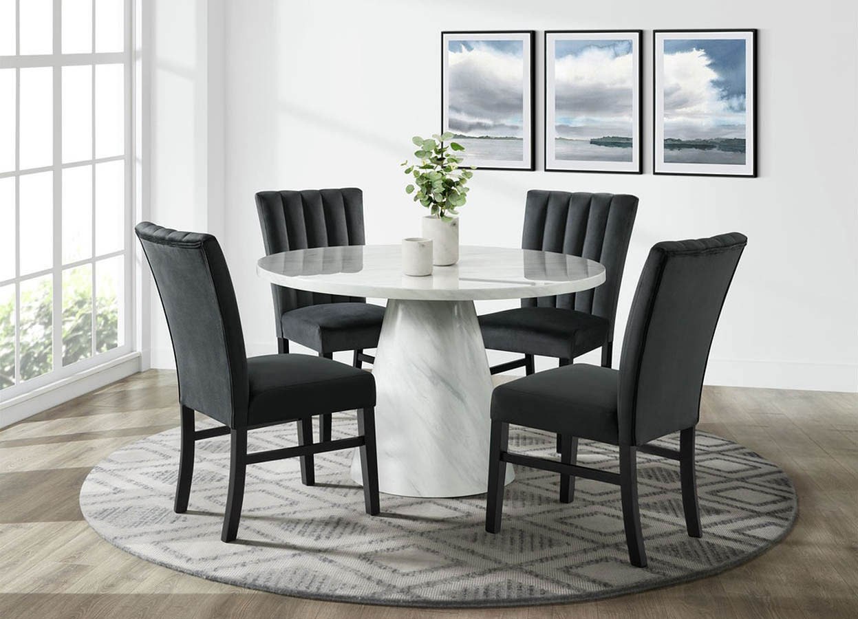 Bellini Round Dining Room Set (White) Elements Furniture | Furniture Cart