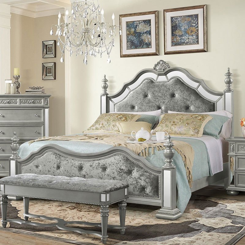 Diana Poster Bed (Silver) Global Furniture Furniture Cart