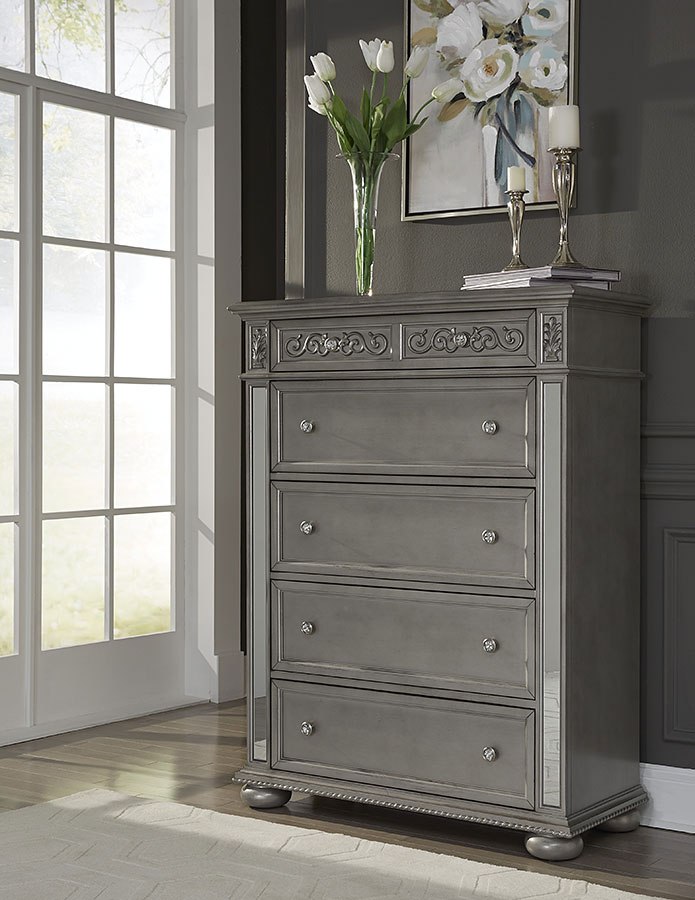 Diana Poster Bedroom Set (Silver) Global Furniture Furniture Cart