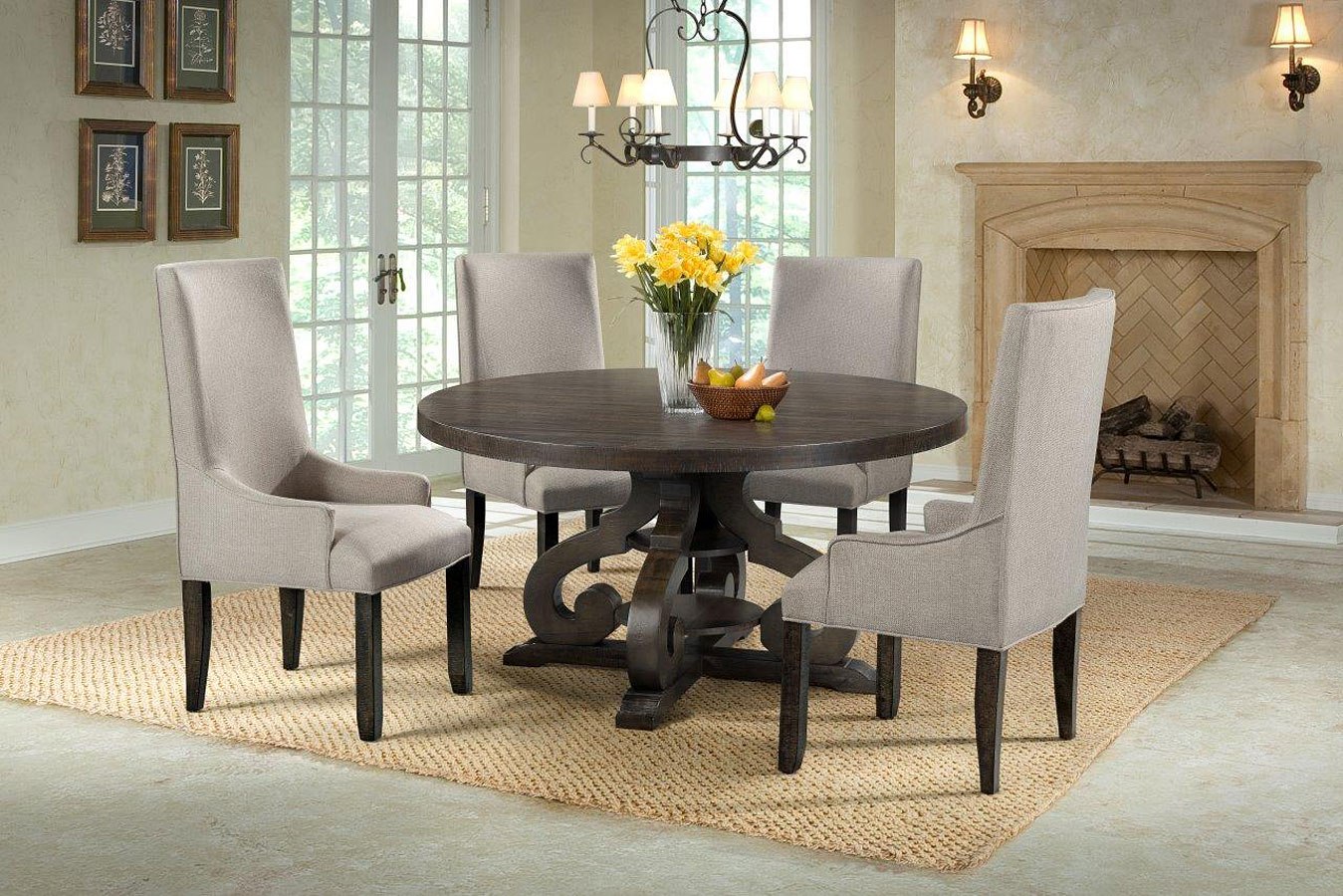 round stone dining table set