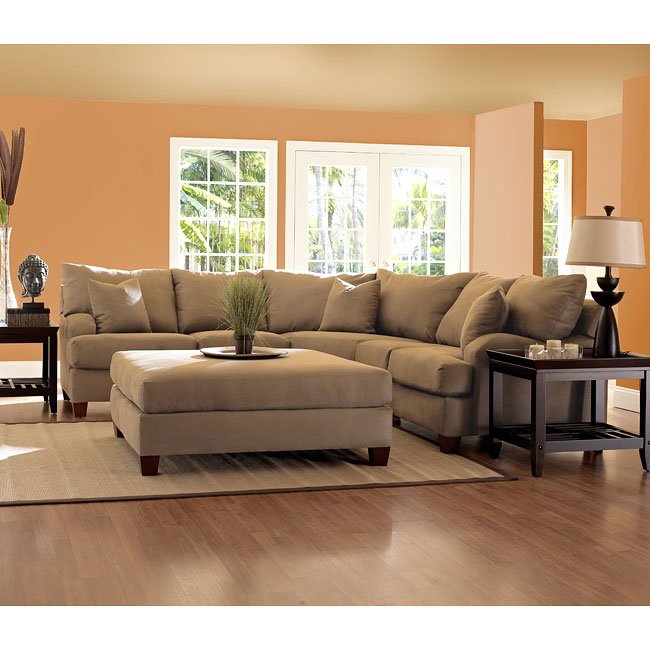 Canyon Sectional Set In Dark Brown Microsuede Klaussner Furniture Cart Canyon Sectional Set In Dark Brown Microsuede