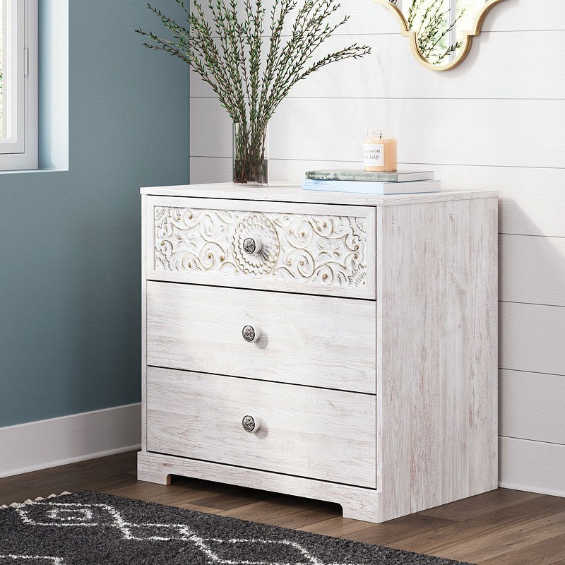 Paxberry Whitewash Three Drawer Chest Signature Design Furniture Cart
