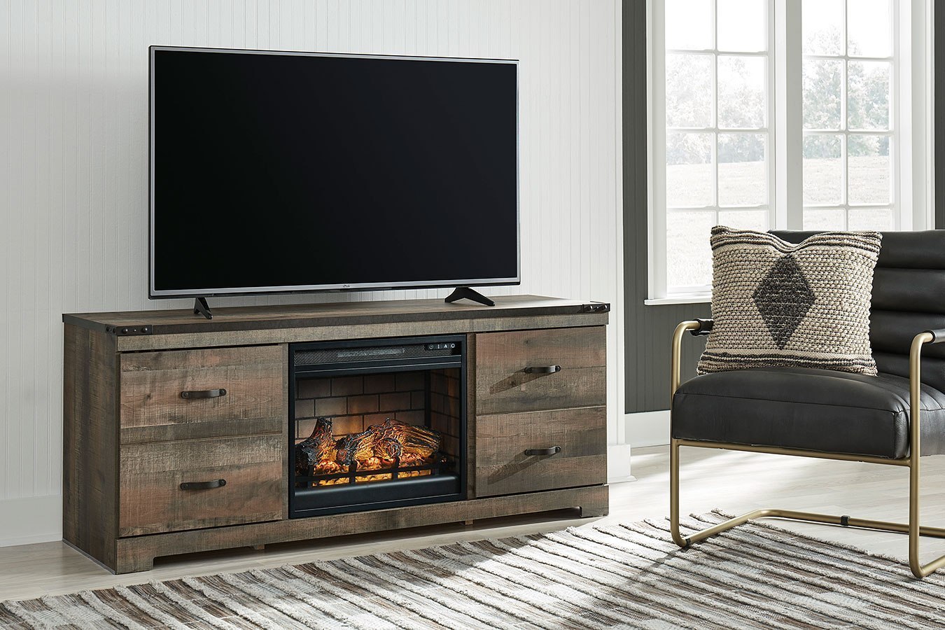 Trinell 63 Inch TV Stand W/ Infrared Fireplace Signature ...