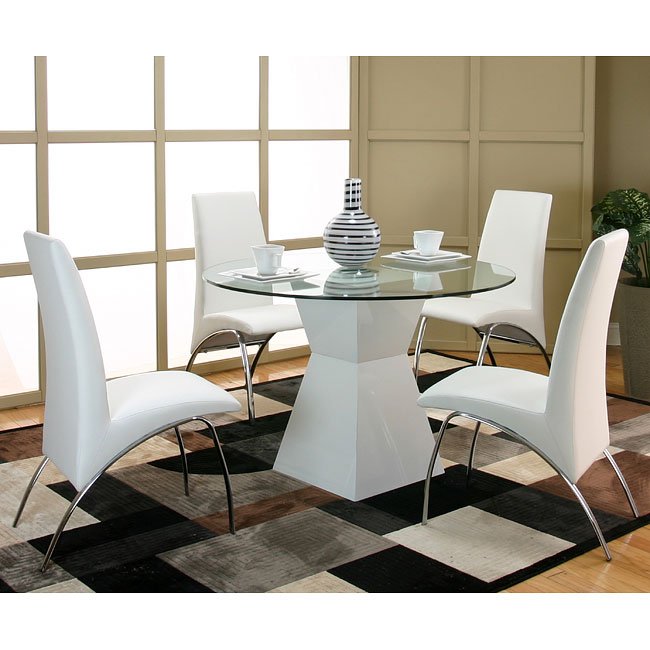 Virgo White Table Base Dinette W/ White Mensa Chairs Cramco | Furniture ...