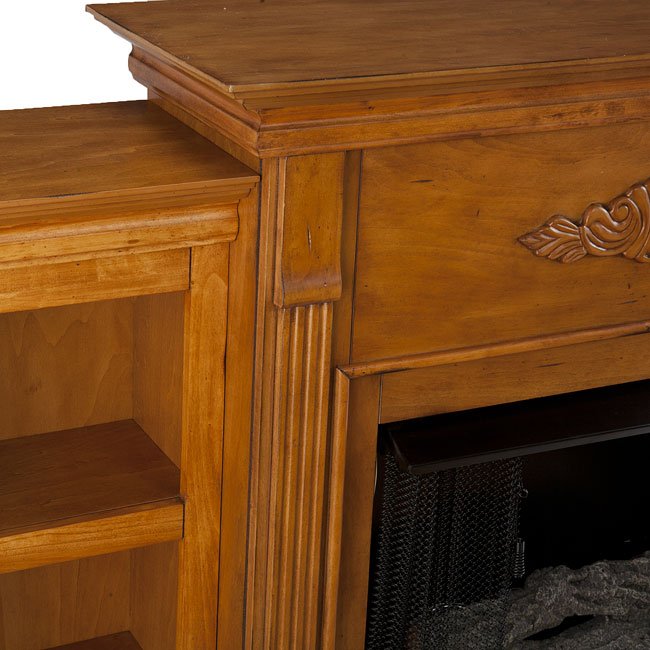 Tennyson Plantation Oak Gel Fuel Fireplace W/ Bookcases Southern