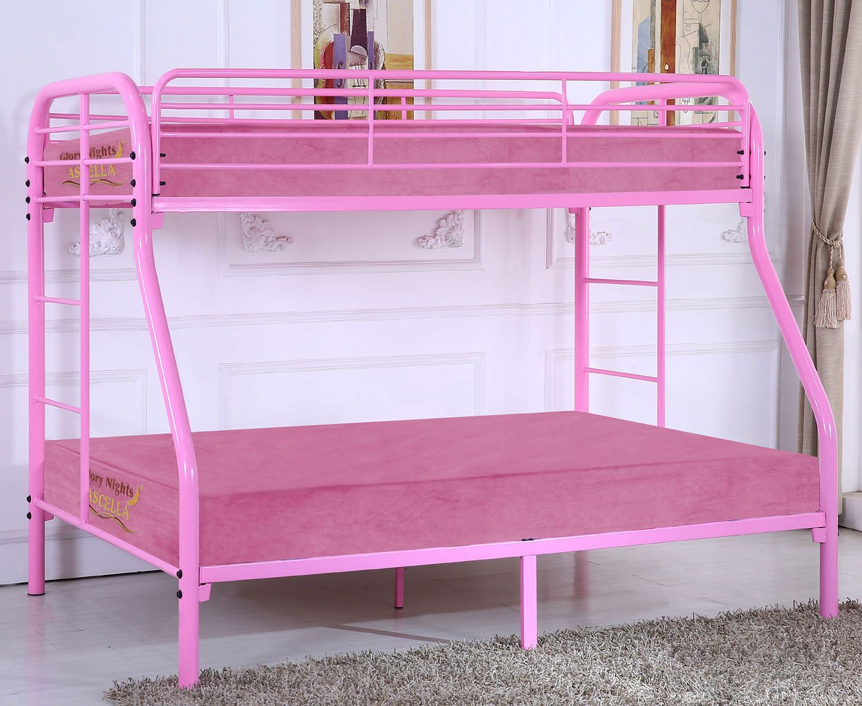 G0017 Twin Over Full Bunk Bed (Pink 