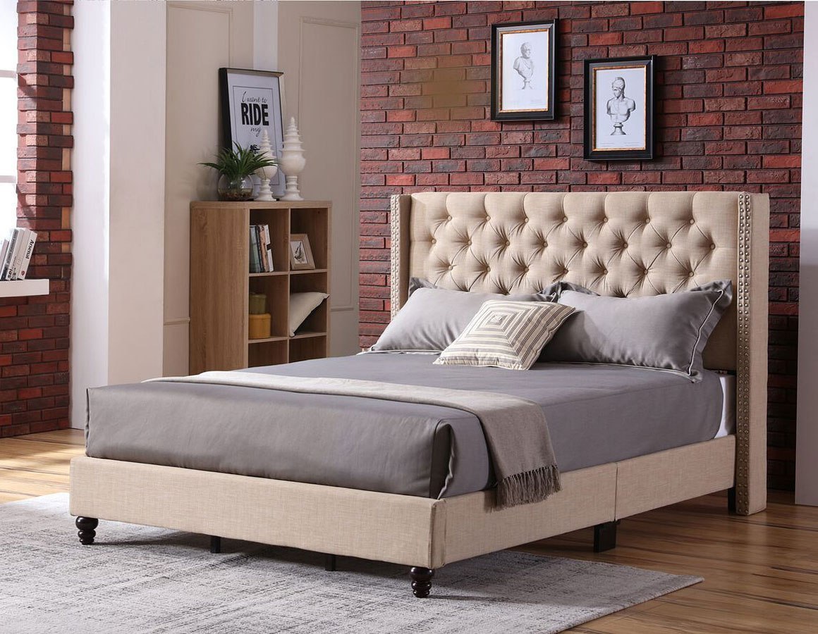 G1903 Beige Upholstered Bed Glory Furniture | Furniture Cart