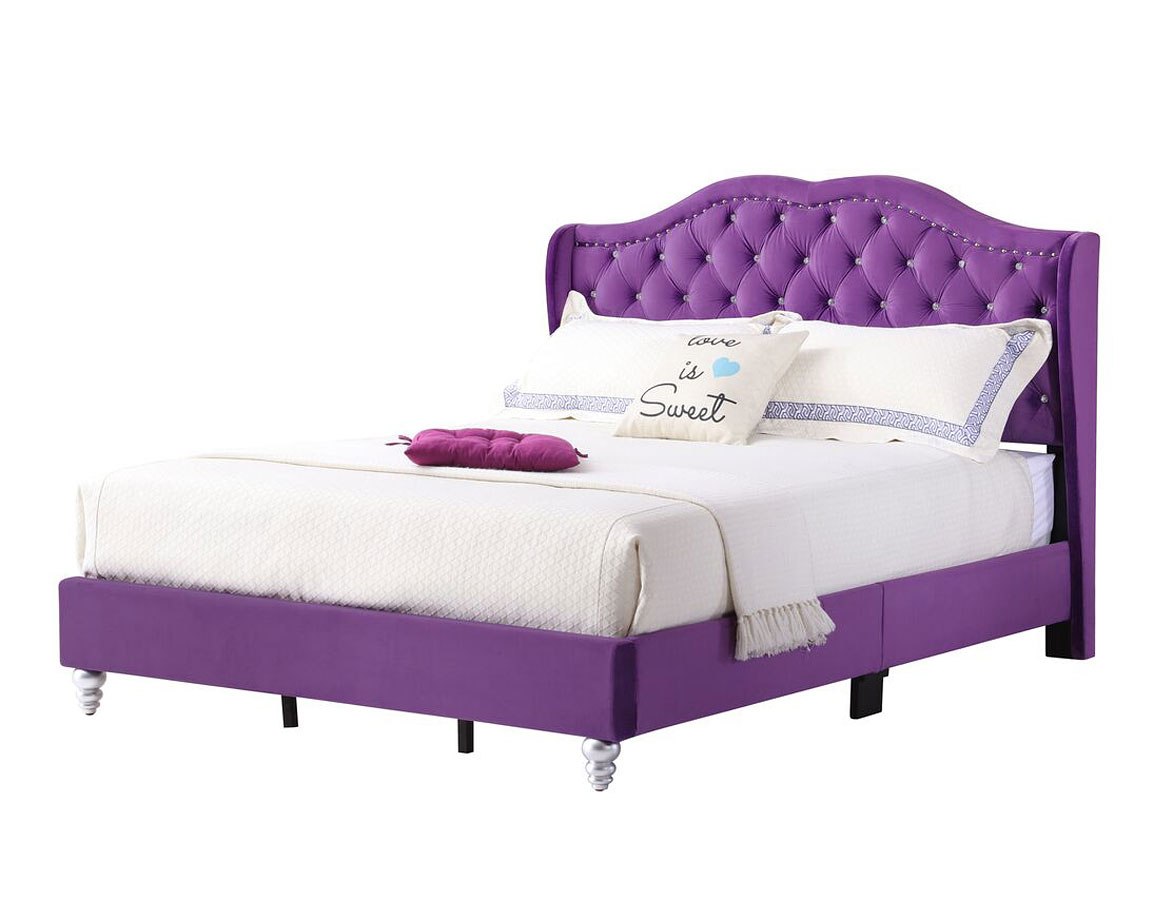G1932 Purple Upholstered Bed Glory Furniture Furniture Cart