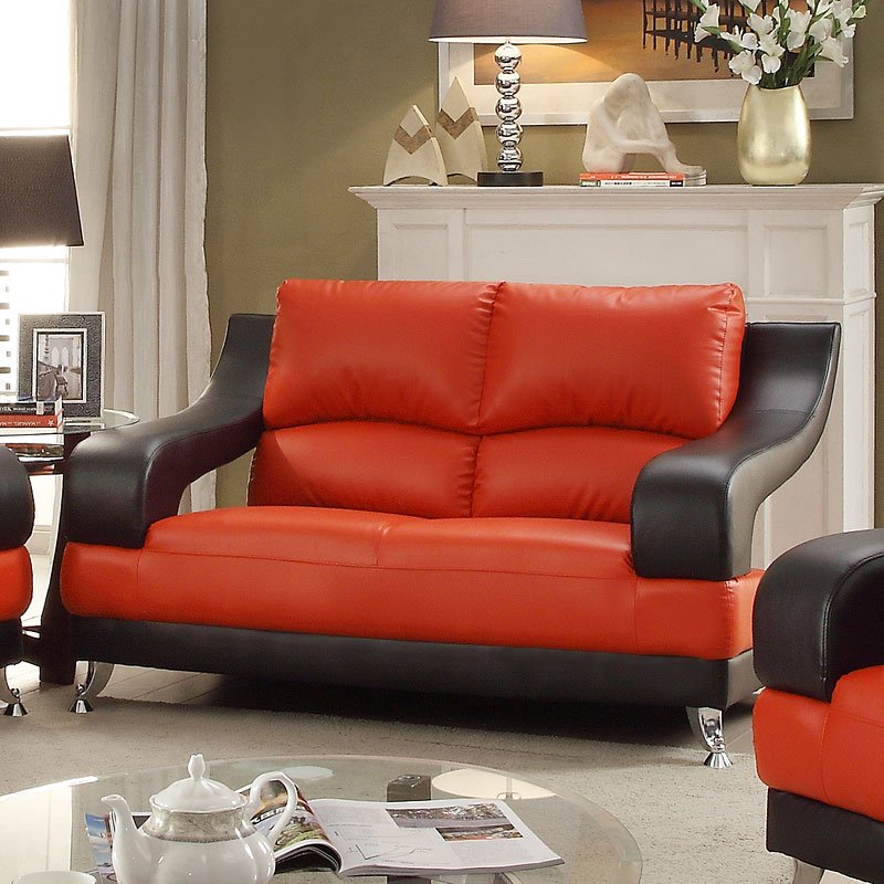 G249 Modern Loveseat Red And Black Glory Furniture Cart G249 Modern Loveseat Red And Black