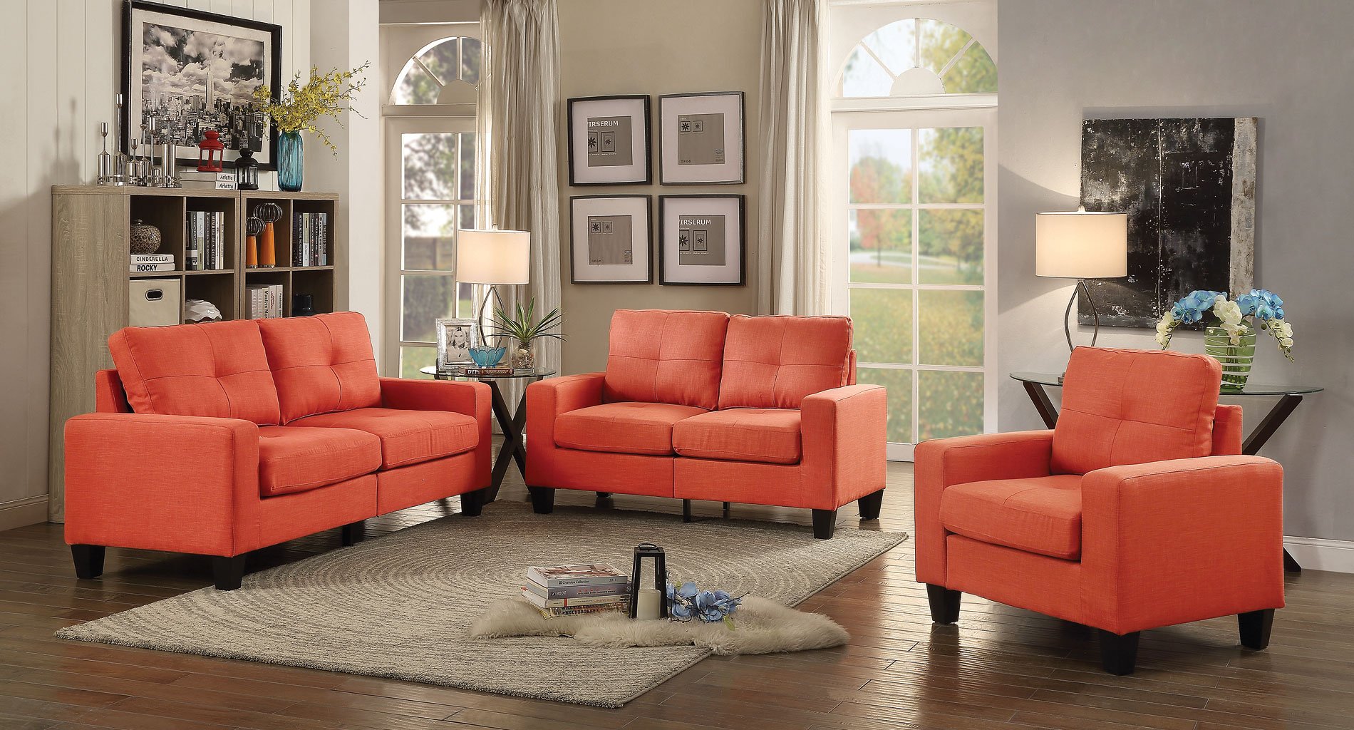 Orange Living Room Set : Orange Leather Living Room Furniture " Da