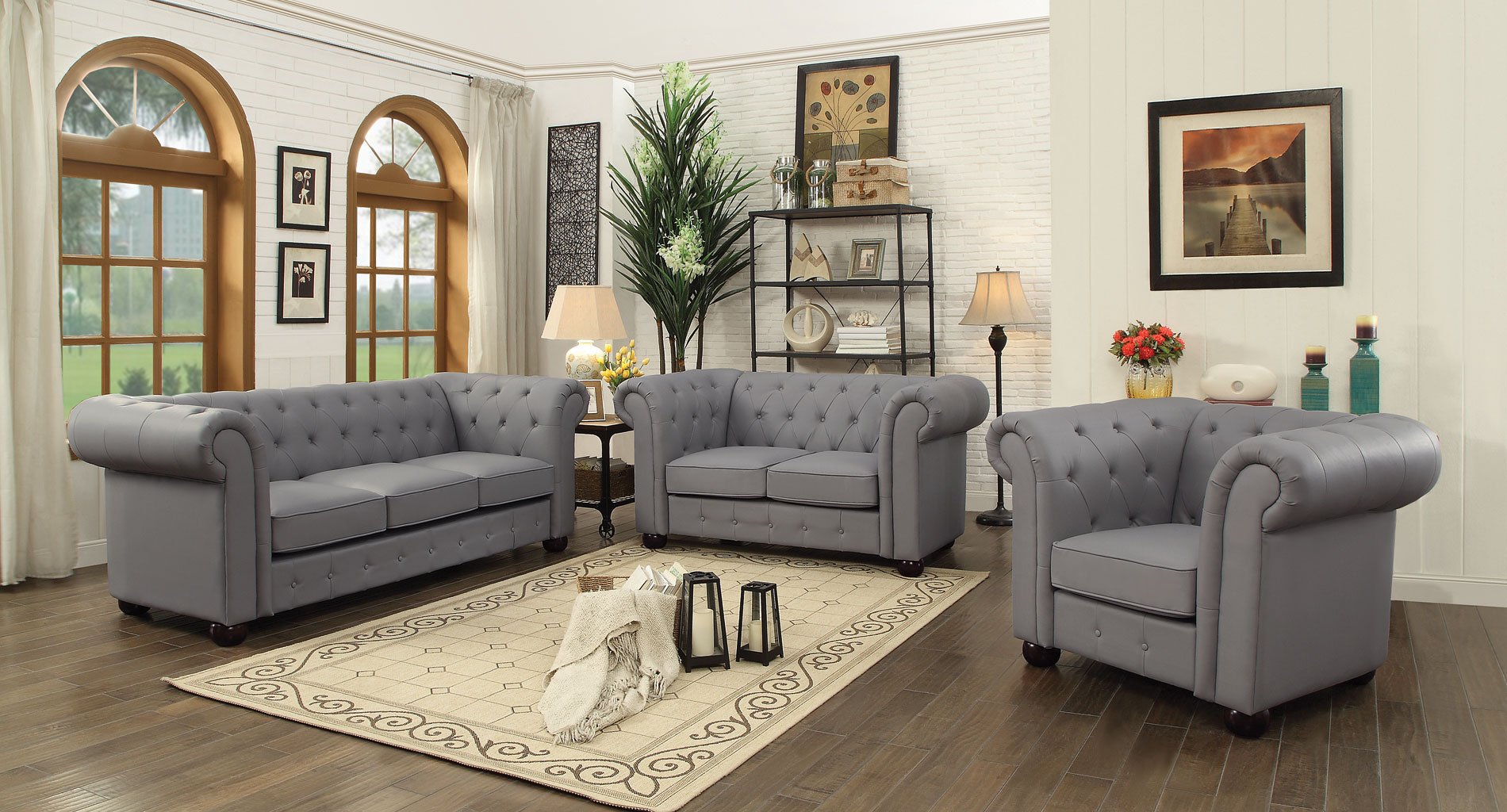G491 Tufted Living Room Set Gray Glory Furniture Furniture Cart