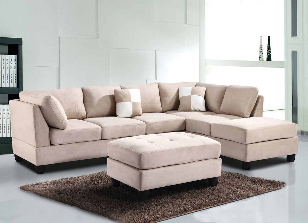 Glory Furniture G631-O Living Room Ottoman Beige Micro Suede 