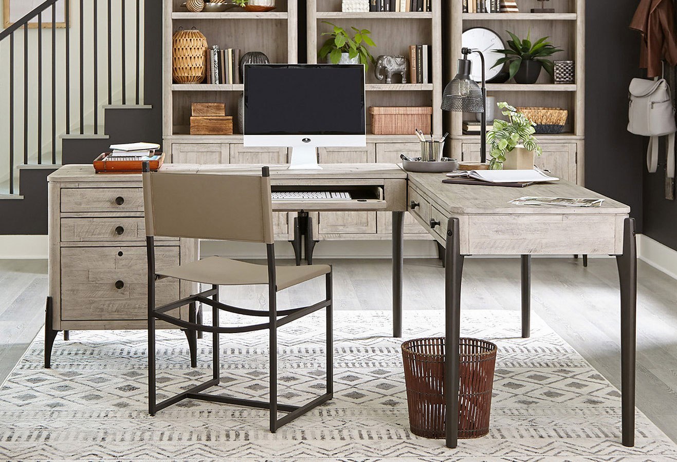 Zane LShaped Desk Aspenhome Furniture Cart
