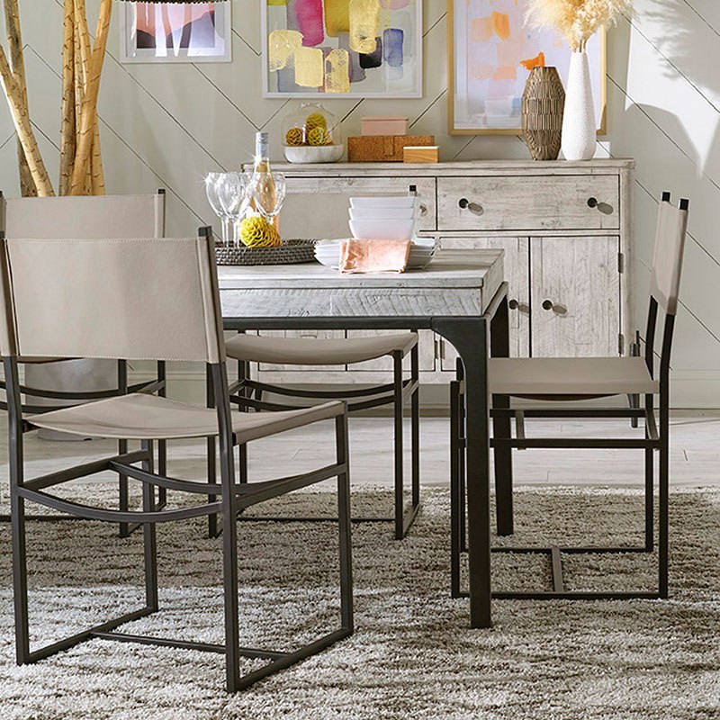 Zane Dining Room Set W/ Metal Chairs Aspenhome Furniture Cart