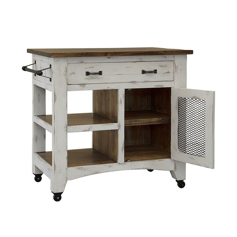 Pueblo 35 Inch Kitchen Island White Ifd Furniture Furniture Cart