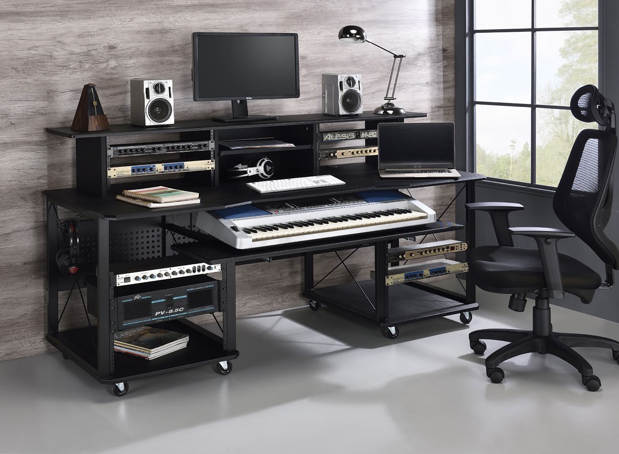 Megara Music Home Office Set (Black) Acme Furniture | Furniture Cart