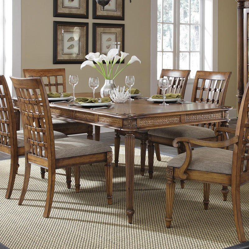 Palm Court Rectangular Dining Room Set W Lattice Chairs 