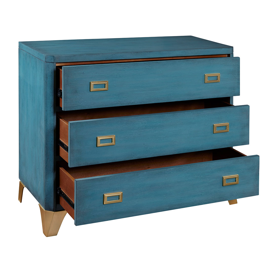 Three Drawer Turquoise Blue Accent Chest Pulaski Furniture Furniture Cart
