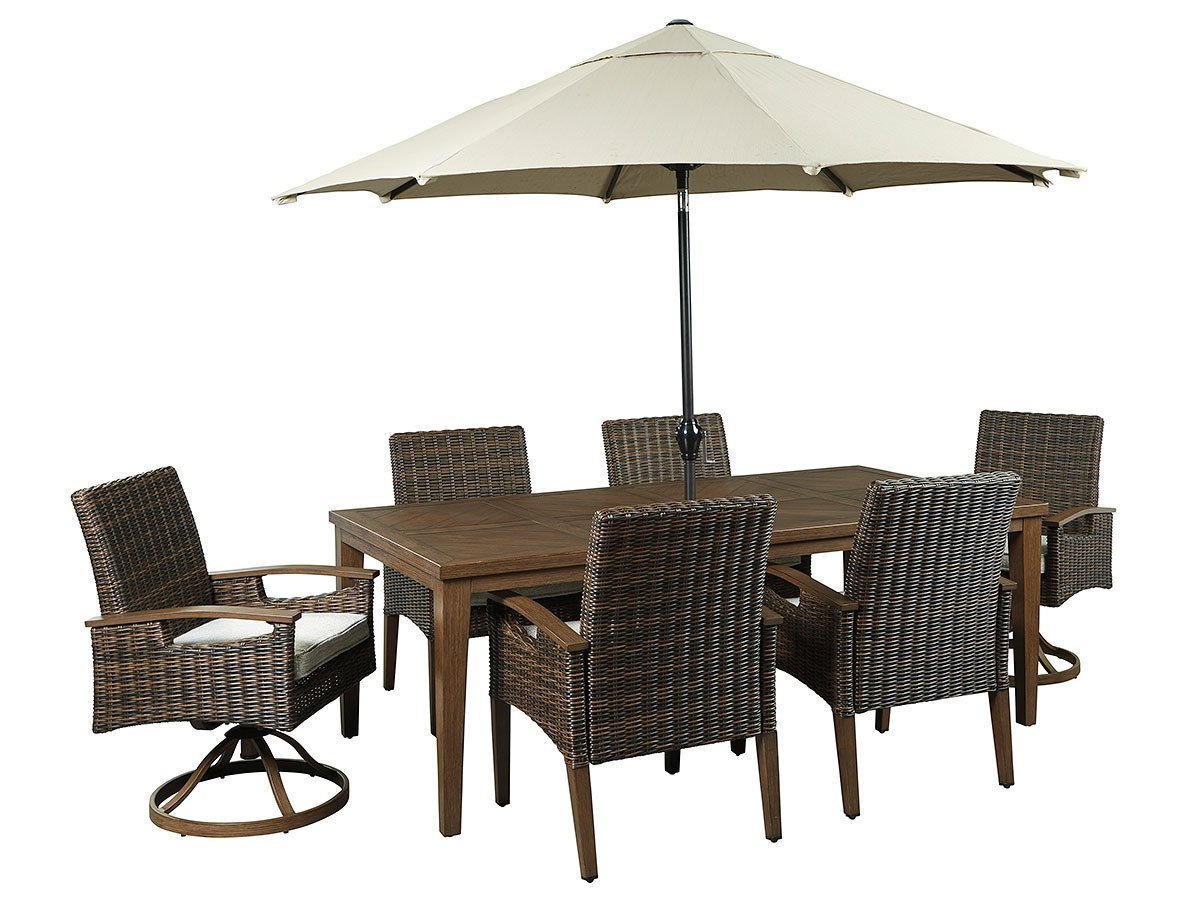 Paradise Trail Outdoor Dining Set W/ Umbrella Signature Design