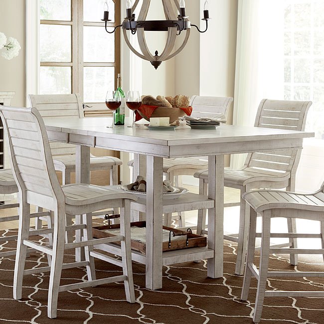 white counter height table set