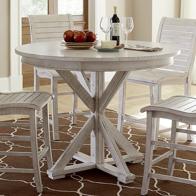 Willow Round Counter Height Table (Distressed White ...