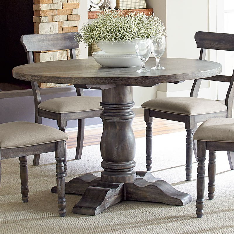 distressed round dining table set